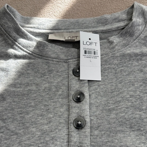 Loft Puff Sleeve Henley Sweatshirt - Picture 3 of 5